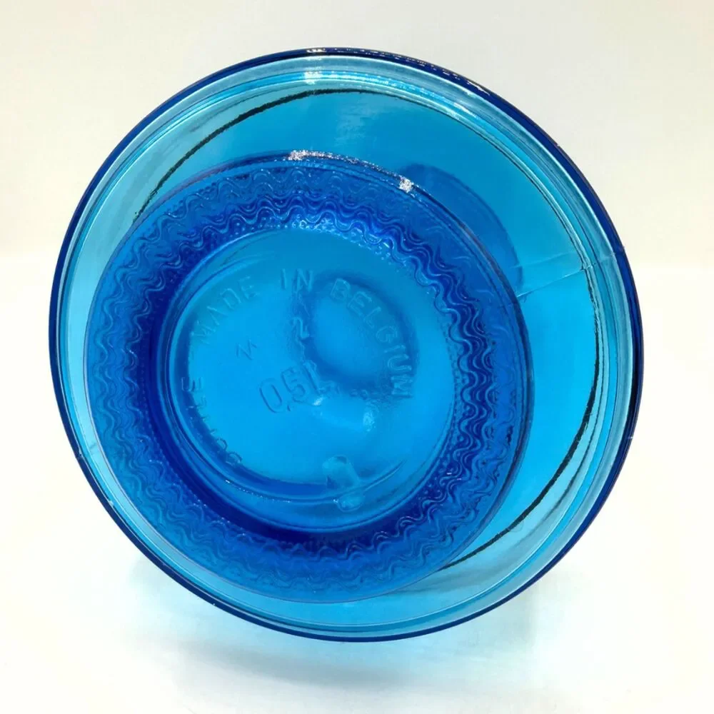 Vintage Belgium Cobalt Blue Glass Decanter Mid Century Modern Barware MCM Bottle